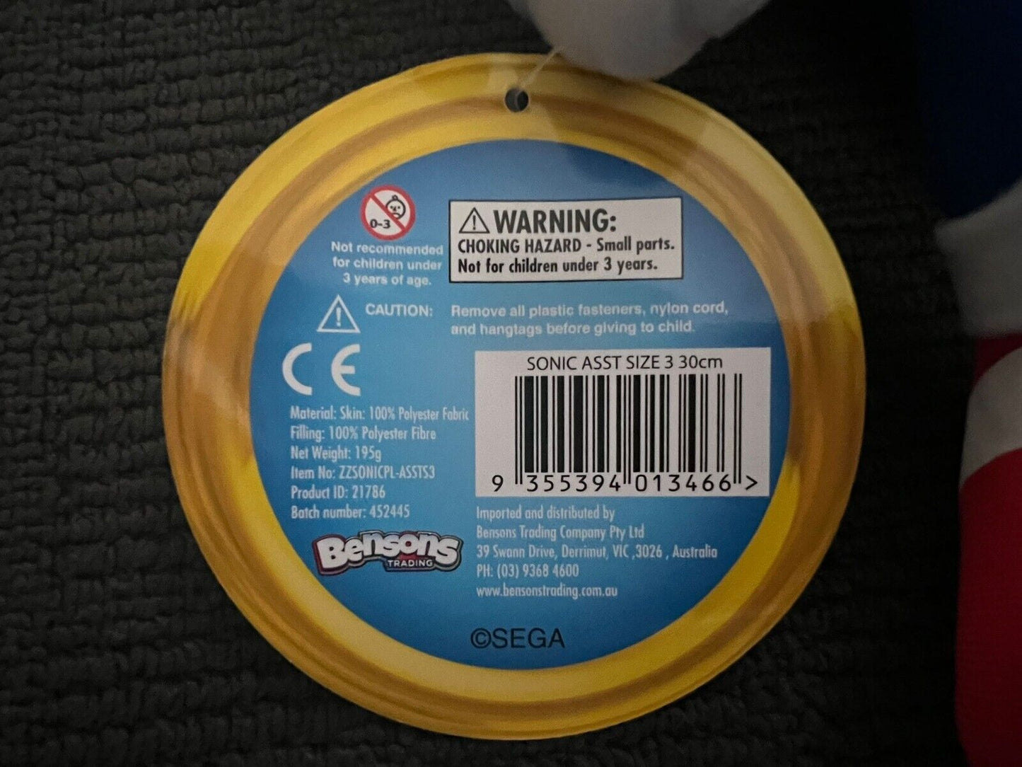 Licensed Genuine New Sonic Official Sega Plush Hedgehog Toy Bensons Trading 30cm