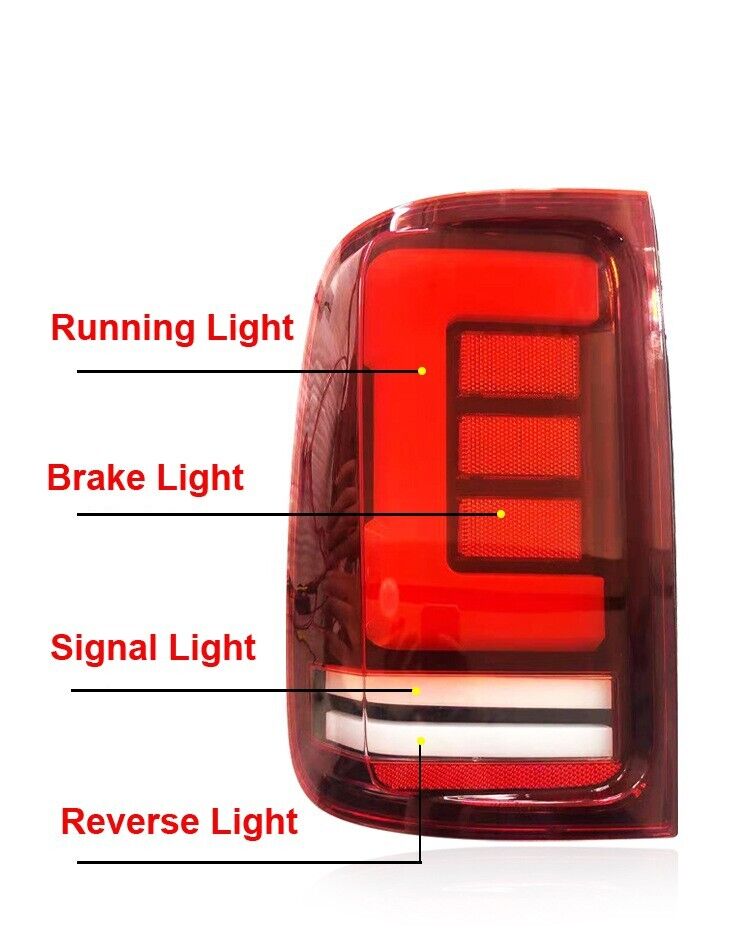 Red LED Tail Lights With Sequential Indicator For Volkswagen Amarok 08-20