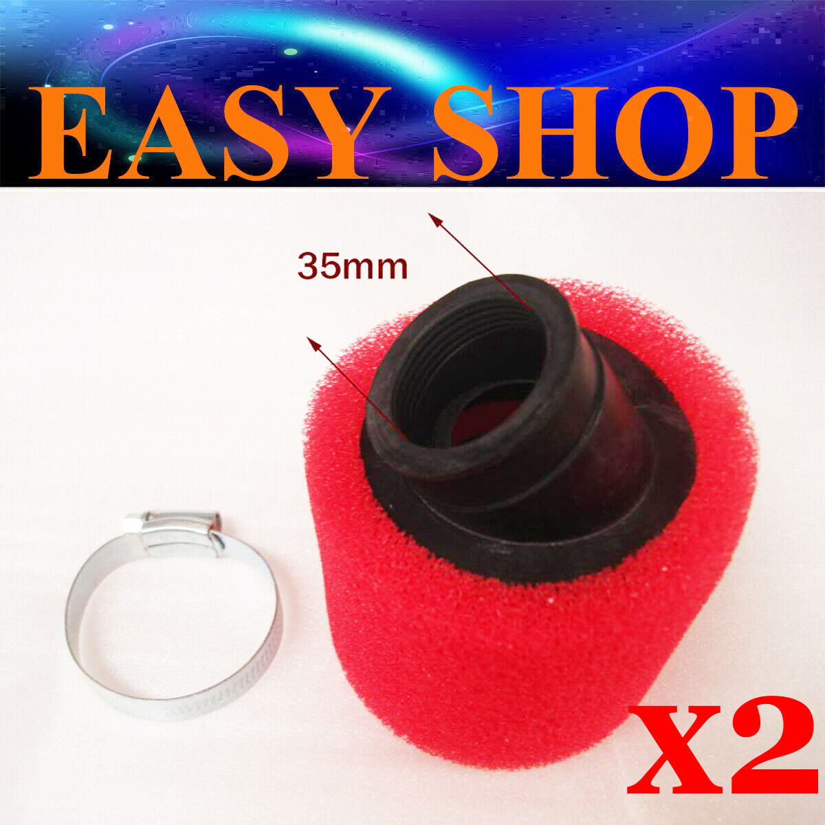 2x 34MM 35MM 36MM BENT AIR FILTER FOAM CLEANER 50cc 90 110cc 125cc ATV QUAD BIKE