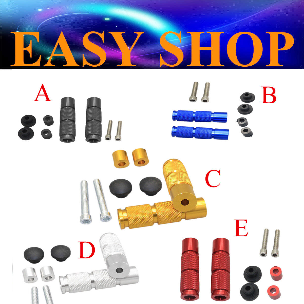 Universal CNC Aluminum Motorcycle ATV Footrests Foot Pegs Pedals RED BLACK BLUE