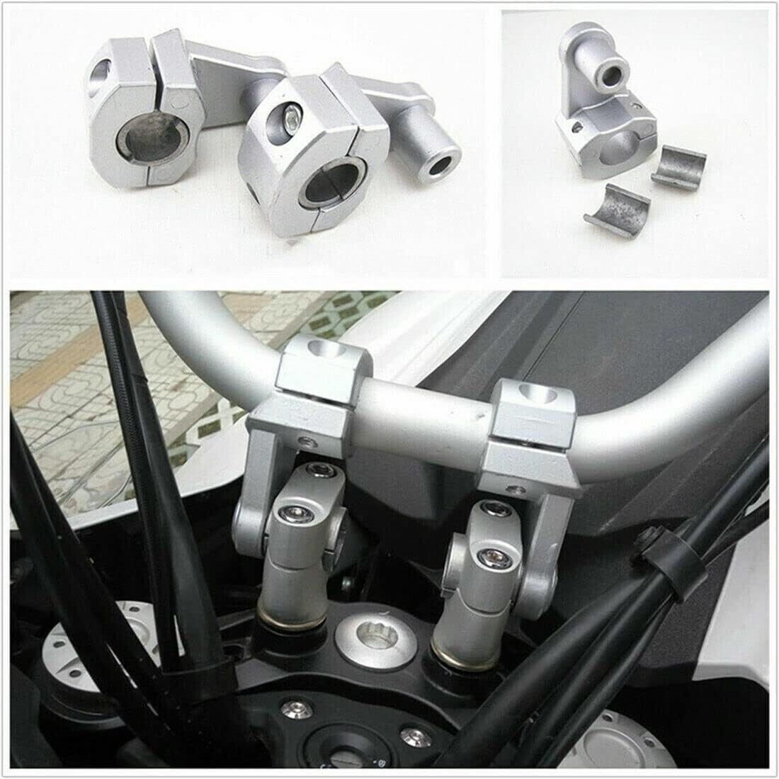 Silver A Pair 22mm 28mm Motorcycle HandleBar Handle Fat Bar Mount Clamps Riser
