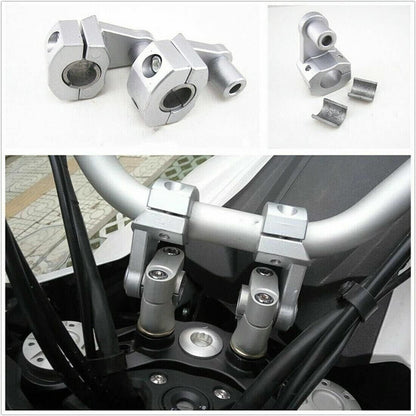 Silver A Pair 22mm 28mm Motorcycle HandleBar Handle Fat Bar Mount Clamps Riser