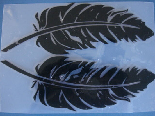 Feather Sticker White Black Car Window Caravan Camper Trailer DIRT PIT Bike WALL