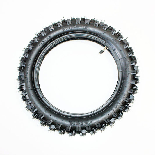3.00 - 12 80/100 - 12 Inch Rear Knobby Tyre + Tube 125cc 150cc Dirt PIT PRO Bike