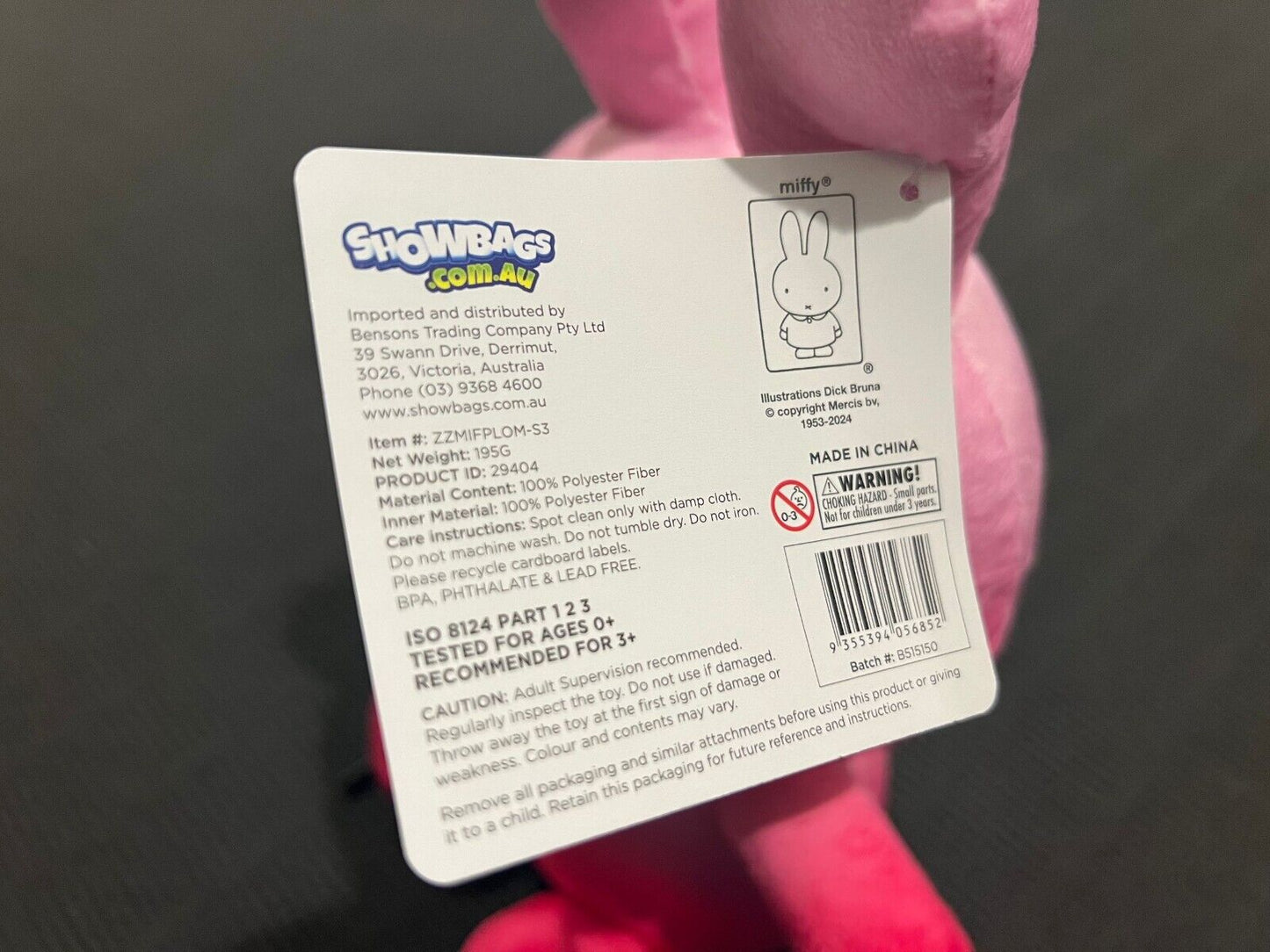 Brand New Colour Your World with Miffy Licensed Miffy Bunny Plush 18cm Pink Toy