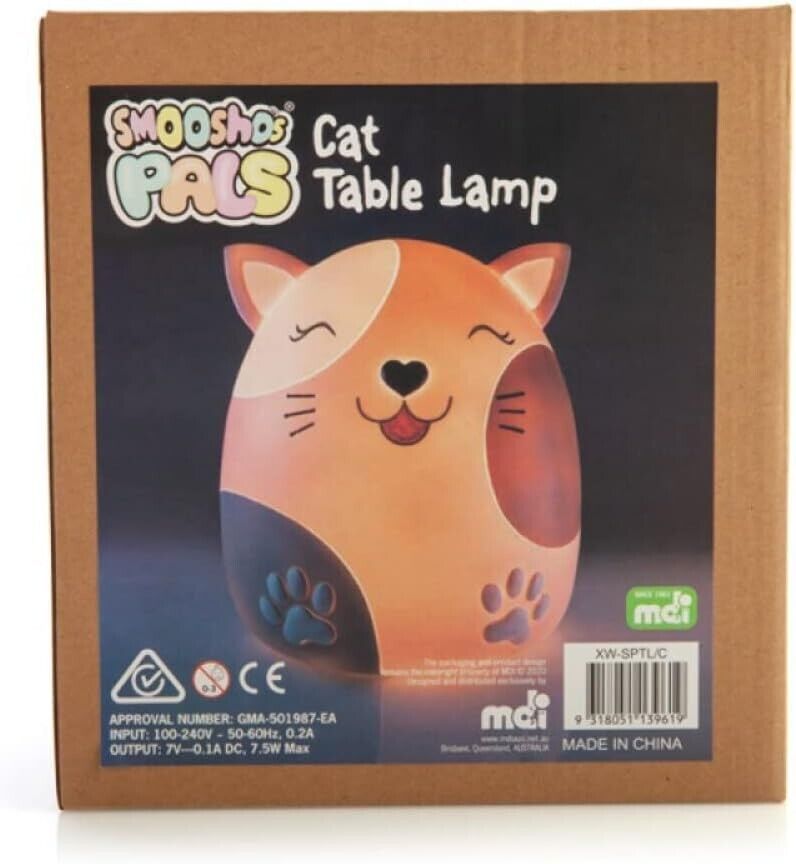 Smoosho's Pals Cat Table Lamp Night Light, Home Children's Decorative Bedroom