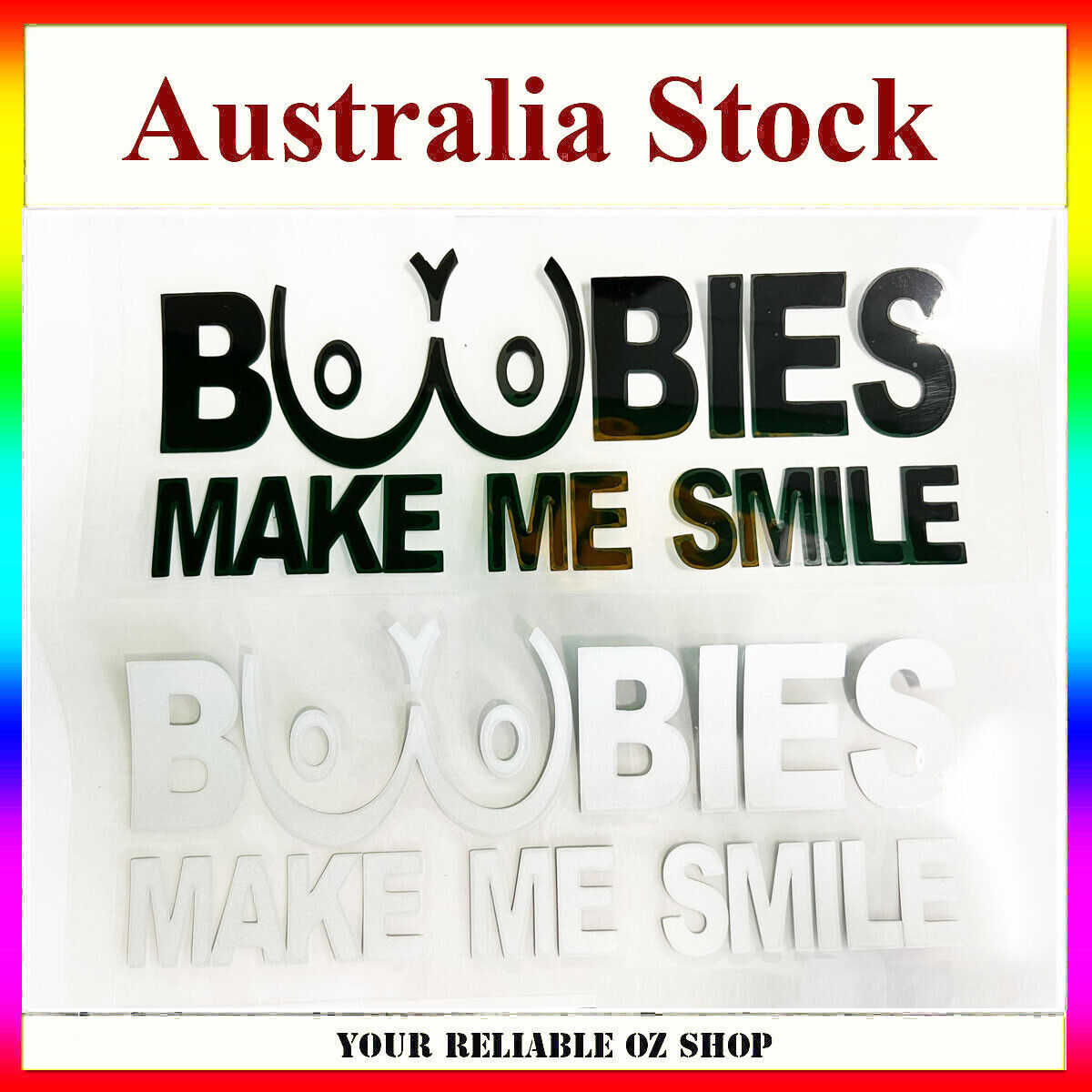Boobies make me smile funny Sticker Decal Car Truck jdm Trailer Ute Window Wall