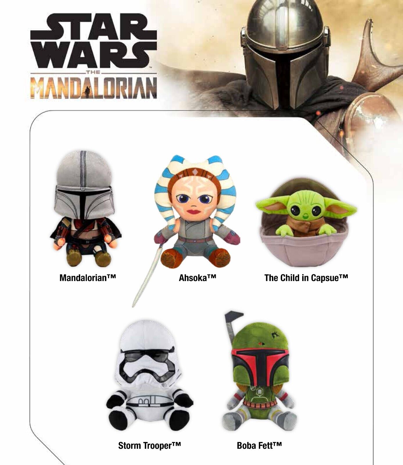 Licensed STAR WARS The Mandalorian Boba Fett The Child Trooper Plush Ashoka
