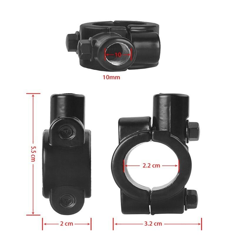 2Pcs 10mm Handle Bar Mirror Mount Clamp 50cc 90cc 110cc 125cc DIRT PITPRO BIKE