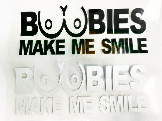 Boobies make me smile funny Sticker Decal Car Truck jdm Trailer Ute Window Wall
