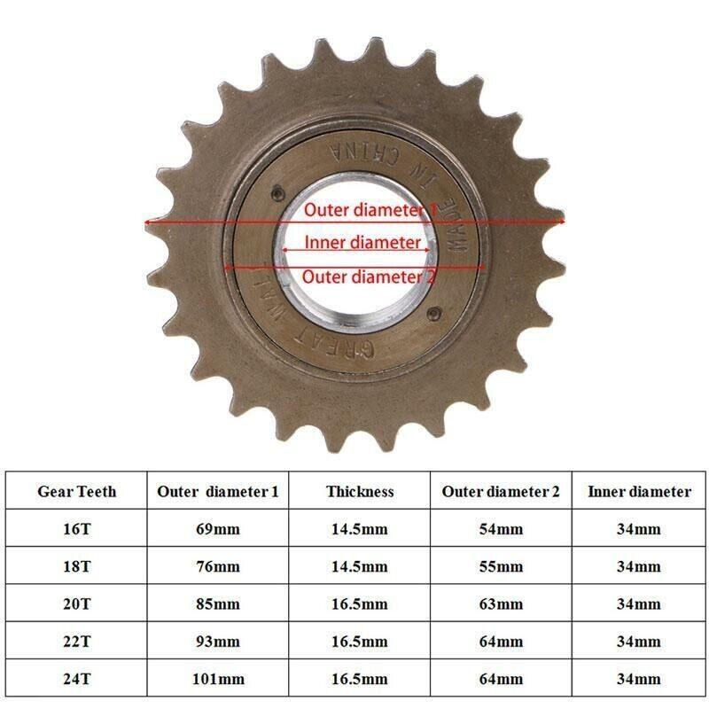 BMX Bicycle Bike 24T Tooth 34MM Single Speed Freewheel Sprocket COG 1/2" x 1/8"