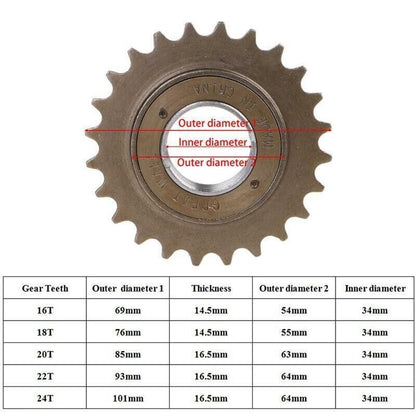 BMX Bicycle Bike 24T Tooth 34MM Single Speed Freewheel Sprocket COG 1/2" x 1/8"