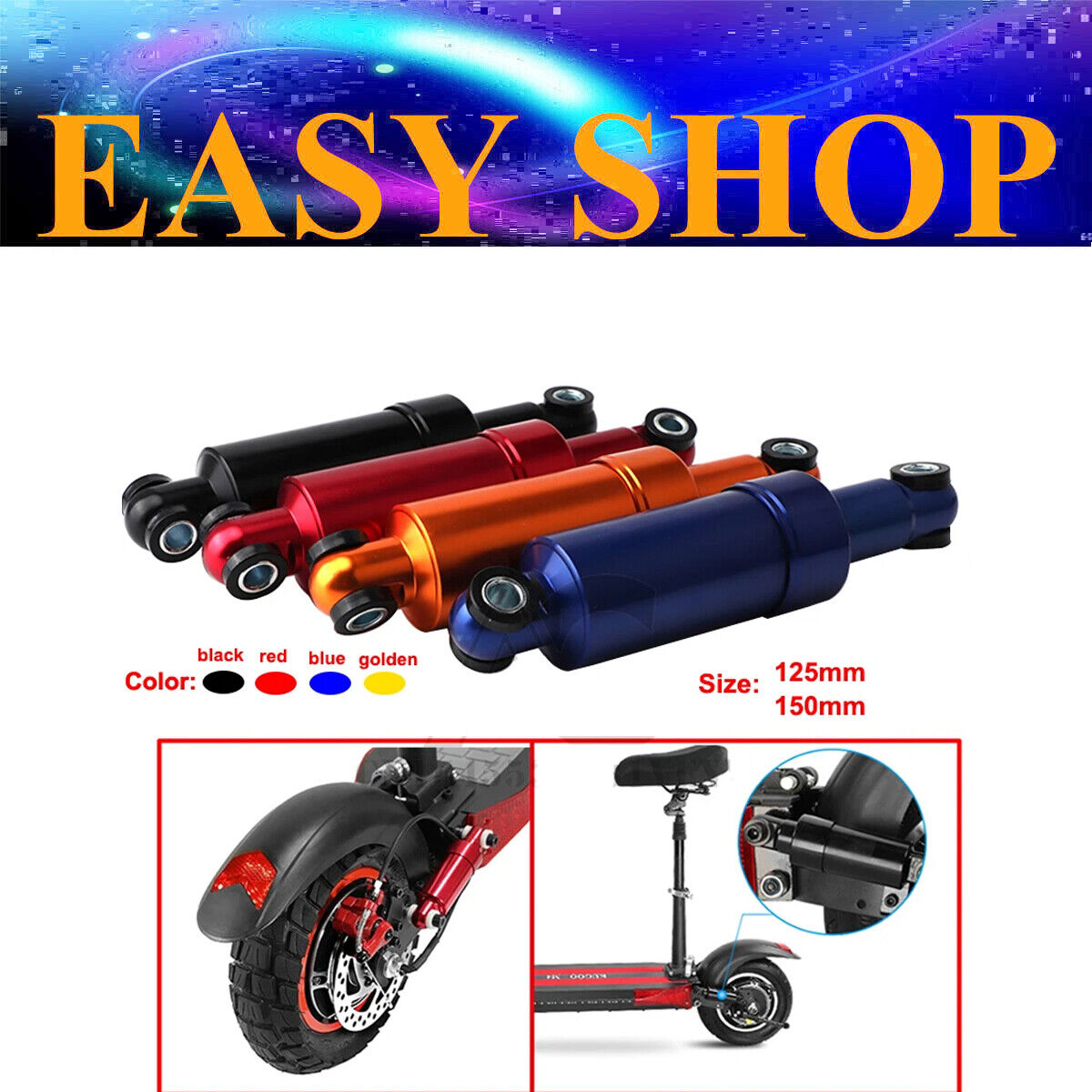 Aluminum Alloy Shock Absorber Suspension 125/150mm 750lbs For Electric Scooter