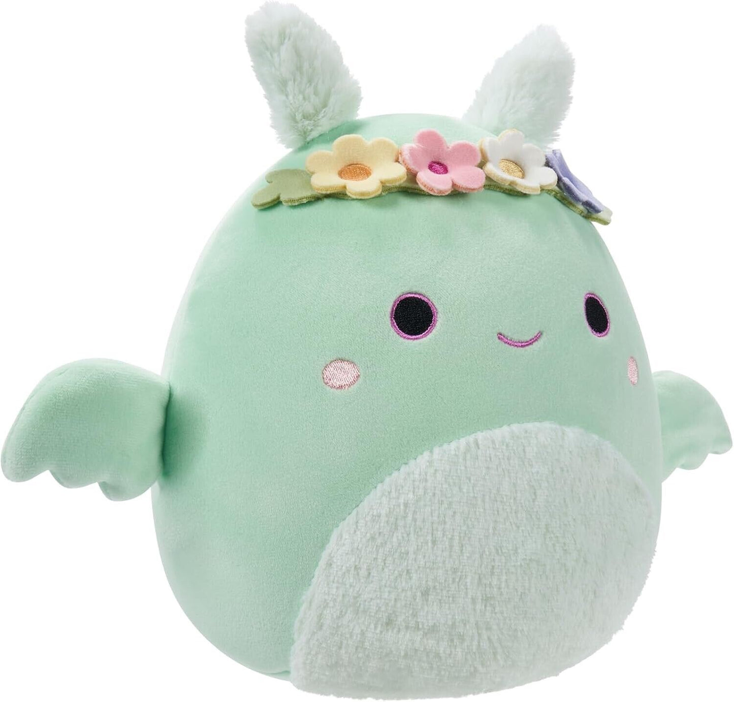 Squishmallows Original 7.5-Inch - Tove the Mint Green Mothman with Flower Crown
