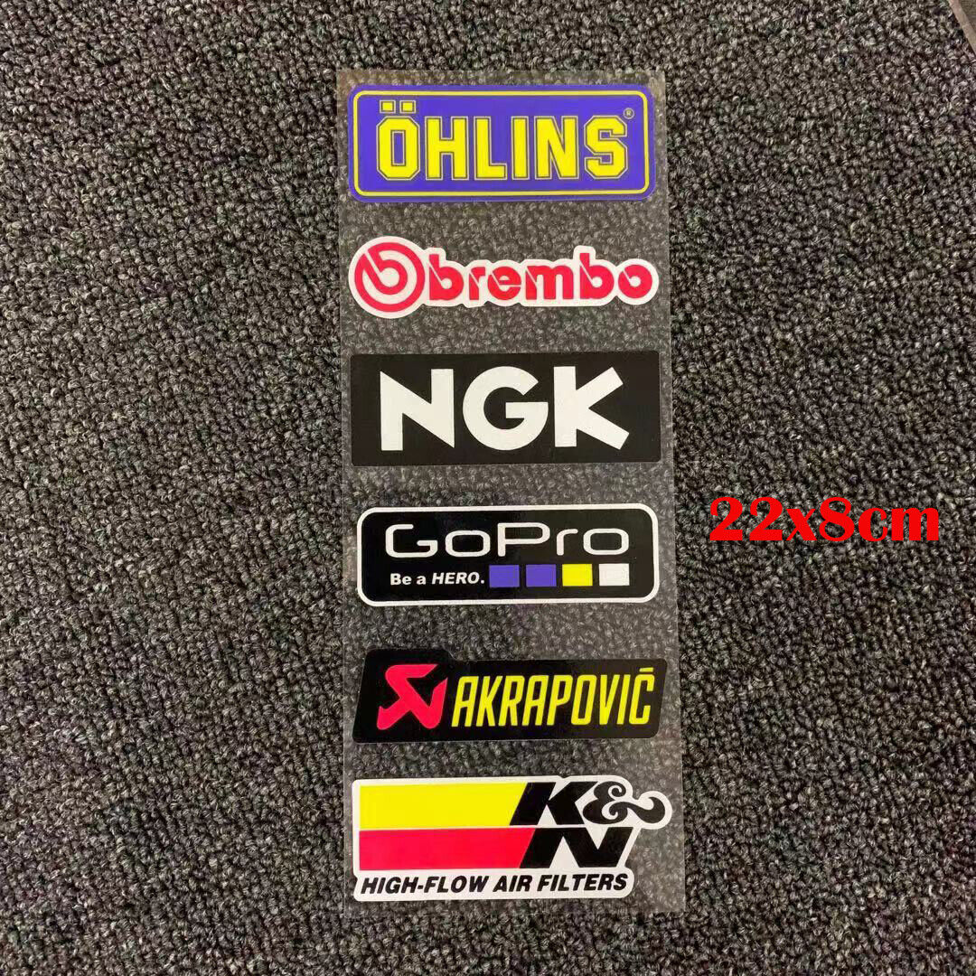 Logo Badge Sticker Brembo NGK MOTUL AKRAPOVIC RK SHOEI GOPRO DAINESE YOSHIMURA