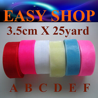 25 Yard 35mm Organza Sheer Ribbon Bow Wedding Craft Sew Gift Box Scrapbook DIY