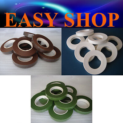 8Pcs Craft FLORIST STEM WRAP FLORAL TAPE Flower Wedding Party Green White Brown