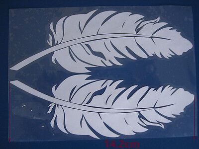 Feather Sticker White Black Car Window Caravan Camper Trailer DIRT PIT Bike WALL