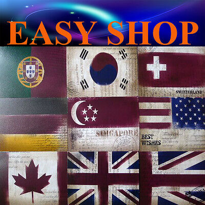 18 Pcs Vintage National Flag Post Card Craft Gift Memory Birthday DIY Kraft