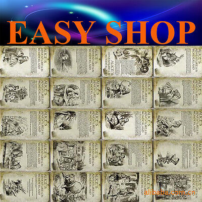 20 Pcs Vintage Alice In Wonderland Post Card Craft Gift Memory Kids Birthday DIY