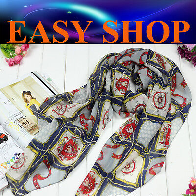 Lady Women Fashion Stole Helm Print Thin Scarf Cape Shawl Star Winter Spring
