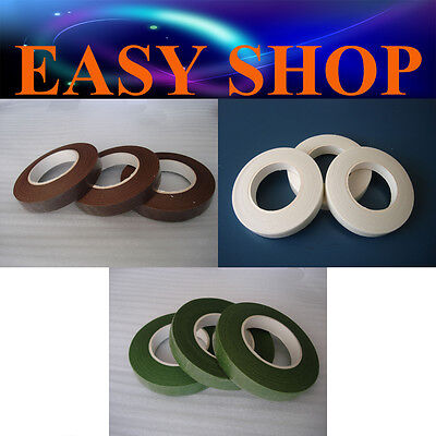 3X Craft FLORIST STEM WRAP FLORAL TAPE Flower Wedding Party Green White Brown