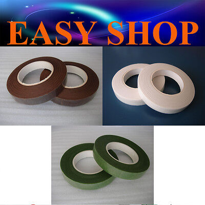 2X Craft FLORIST STEM WRAP FLORAL TAPE Flower Wedding Party Green White Brown