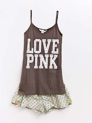 Brand New Lady Women Girl Summer Pajamas Sleepwear Pink Brown Size 8 10