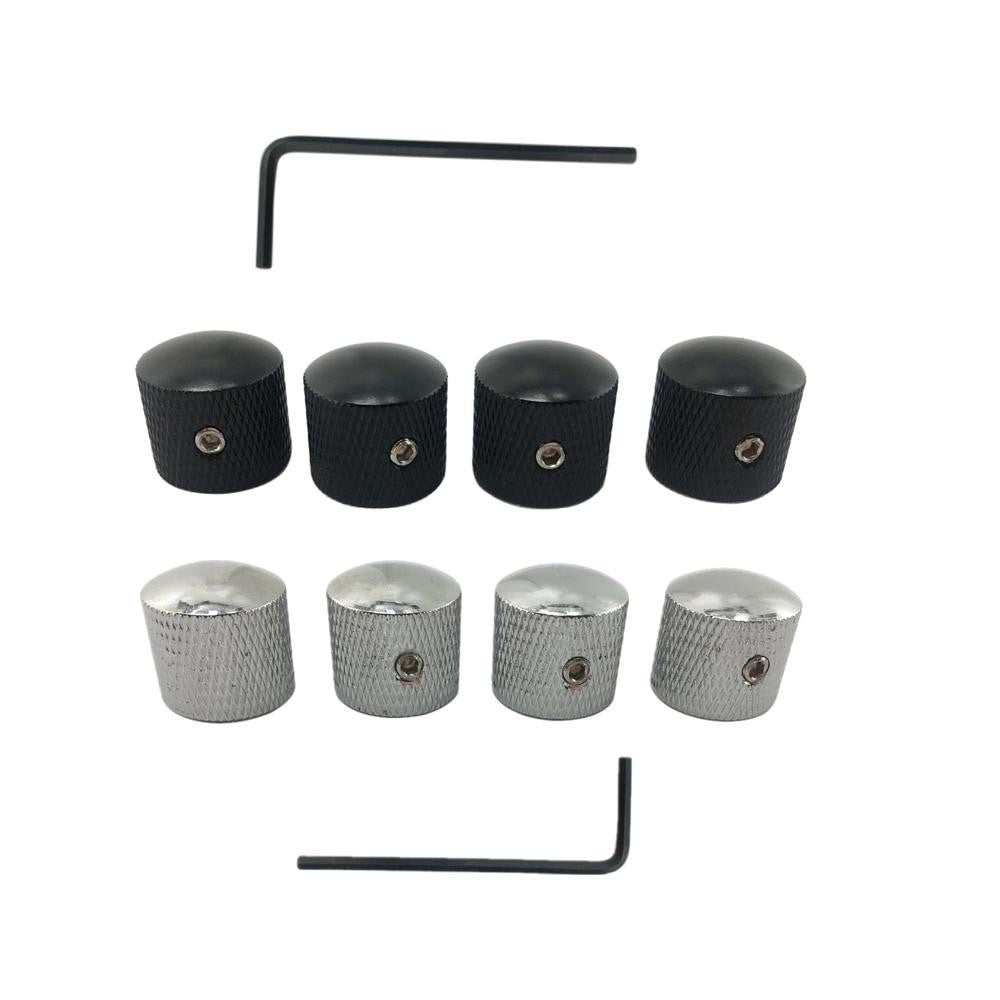 4pcs Set Electric Guitar Volume Tone Control Dome Knobs Metal Potentiometer Caps