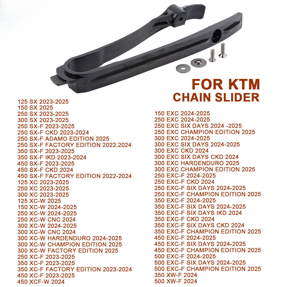 SwingArm Chain Slider Guides Black For KTM SX SX-F EXC EXC-F125 250 350 300 450