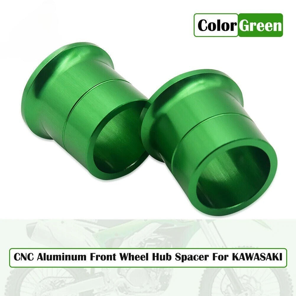 Green Front Rear Wheel Hub Spacer Kit For Kawasaki KLX450R KLX450F Pit Bike