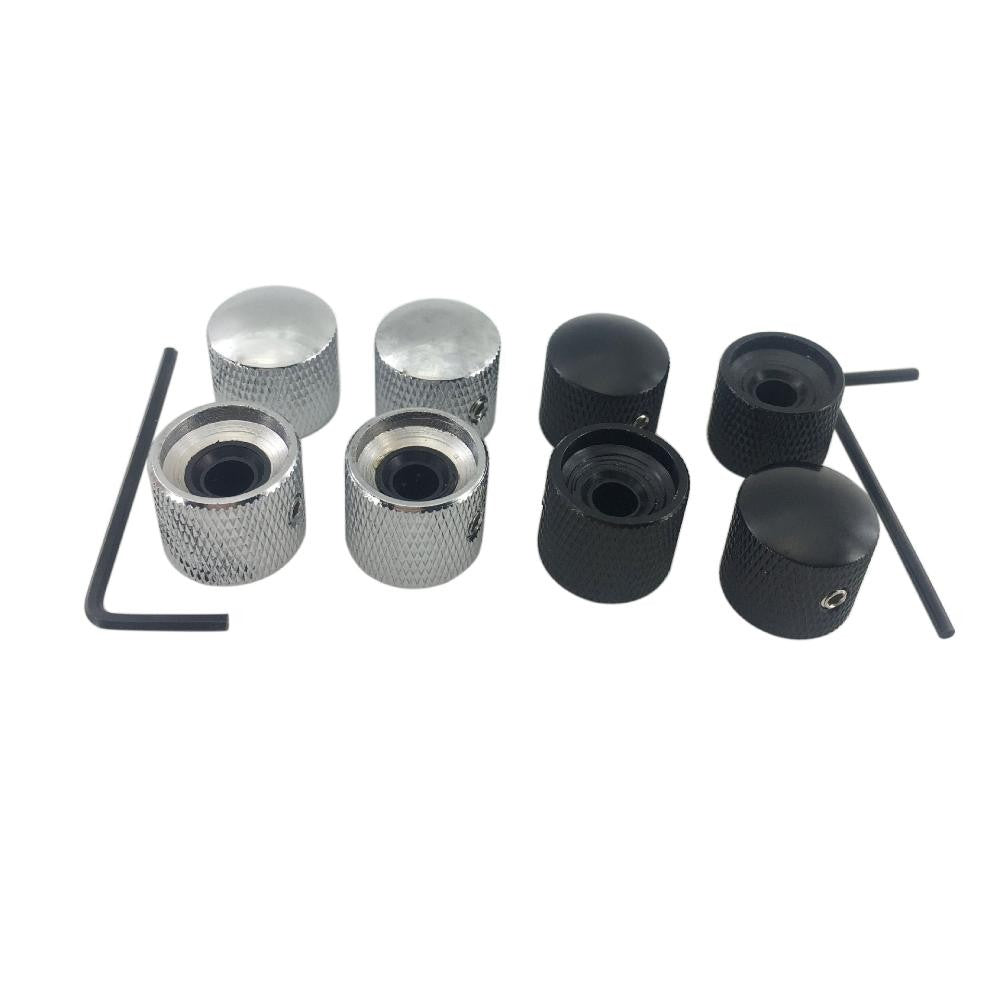 4pcs Set Electric Guitar Volume Tone Control Dome Knobs Metal Potentiometer Caps