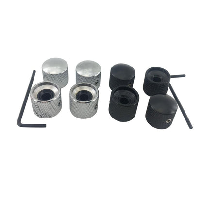 4pcs Set Electric Guitar Volume Tone Control Dome Knobs Metal Potentiometer Caps