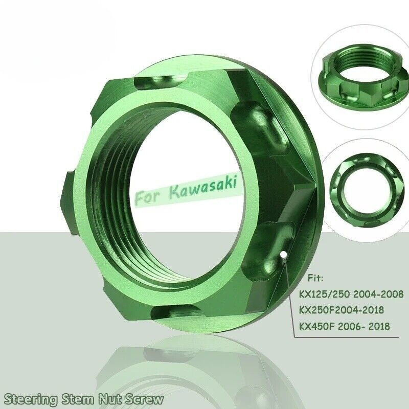 Steering Stem Nut Bolt For Kawasaki KX 125 250 250F 450F 2004-2018 Green
