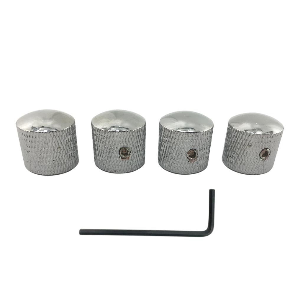4pcs Set Electric Guitar Volume Tone Control Dome Knobs Metal Potentiometer Caps