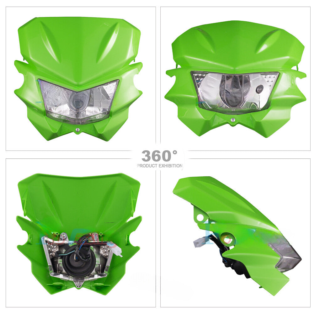 LED Headlight Headlamp Green for Kawasaki KLX110 KX125 KX450F KX250F Dirt Bike