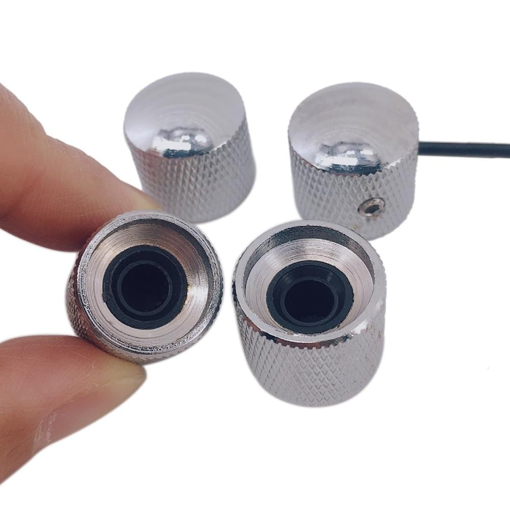 4pcs Set Electric Guitar Volume Tone Control Dome Knobs Metal Potentiometer Caps